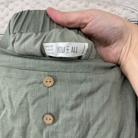 YOU + ALL Skirt Womens Green Boho Midi Tiered Button Front Plus Size US 20 EU 52 - Picture 4 of 7